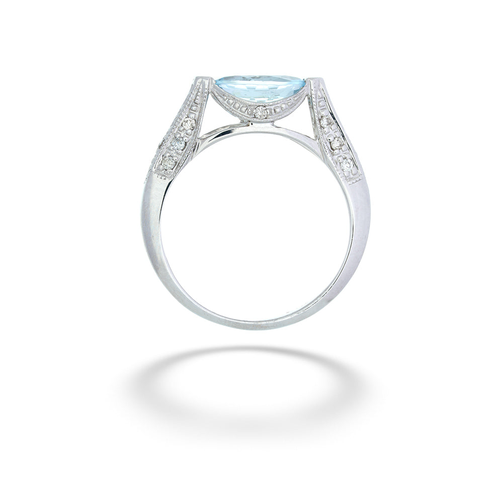 East-West Aquamarine Ring