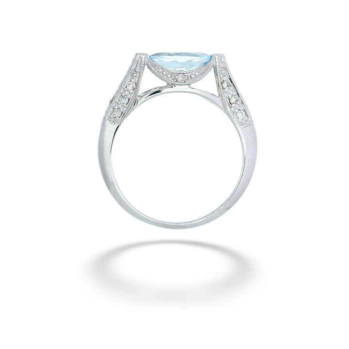 East-West Aquamarine Ring