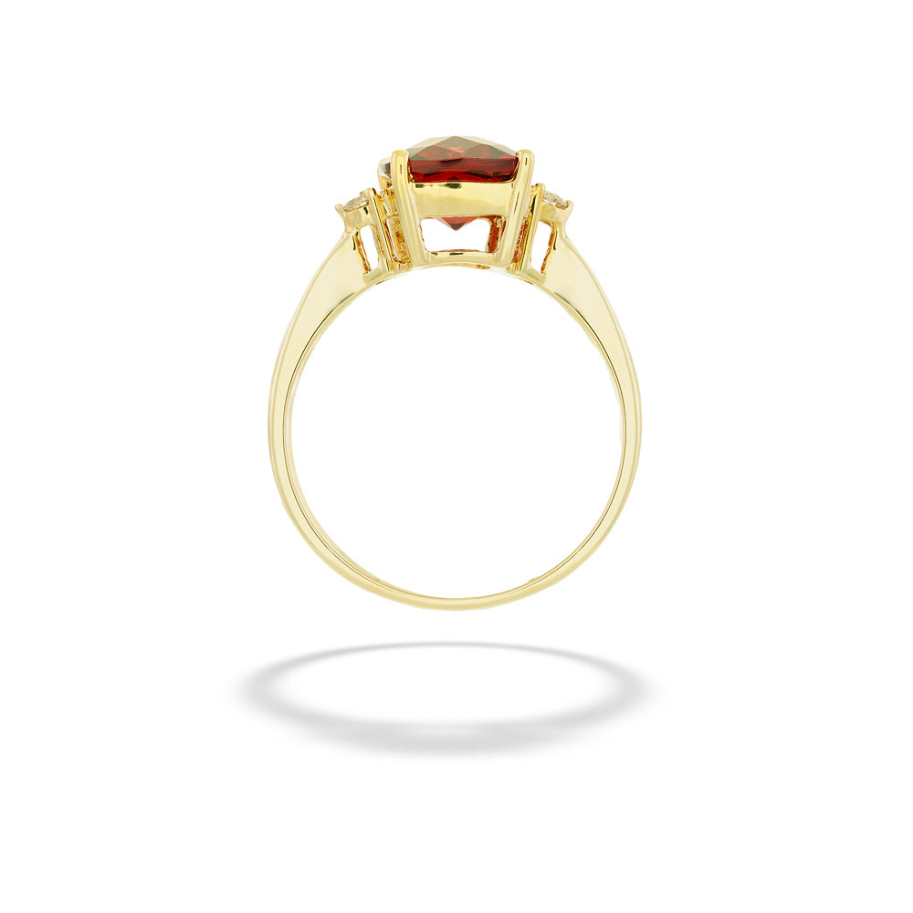 top view of Cushion Checkered Garnet Accent Ring