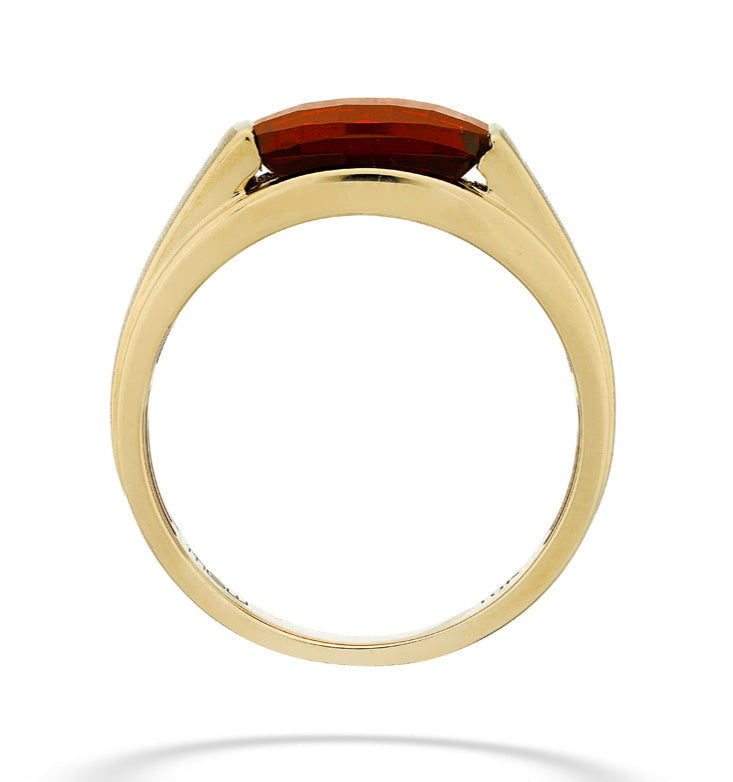 10ky/kw 4.5mm Garnet & 0.028tdw Diamond Ring, sz 10