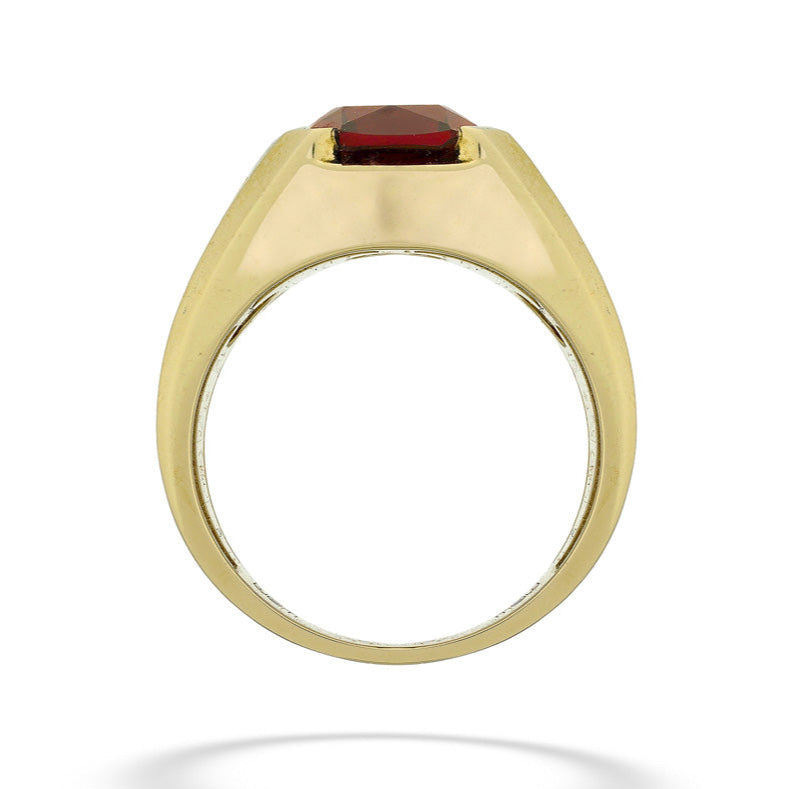 10ky/kw 5mm Garnet & 0.0055tdw Diamond Ring, sz 10