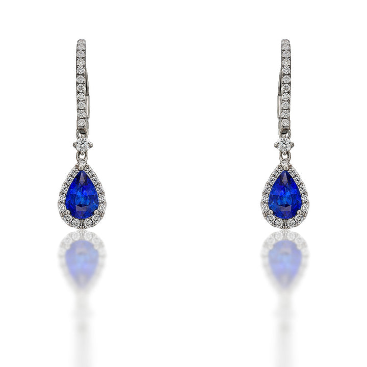 Sapphire and Diamond Dangle Earrings