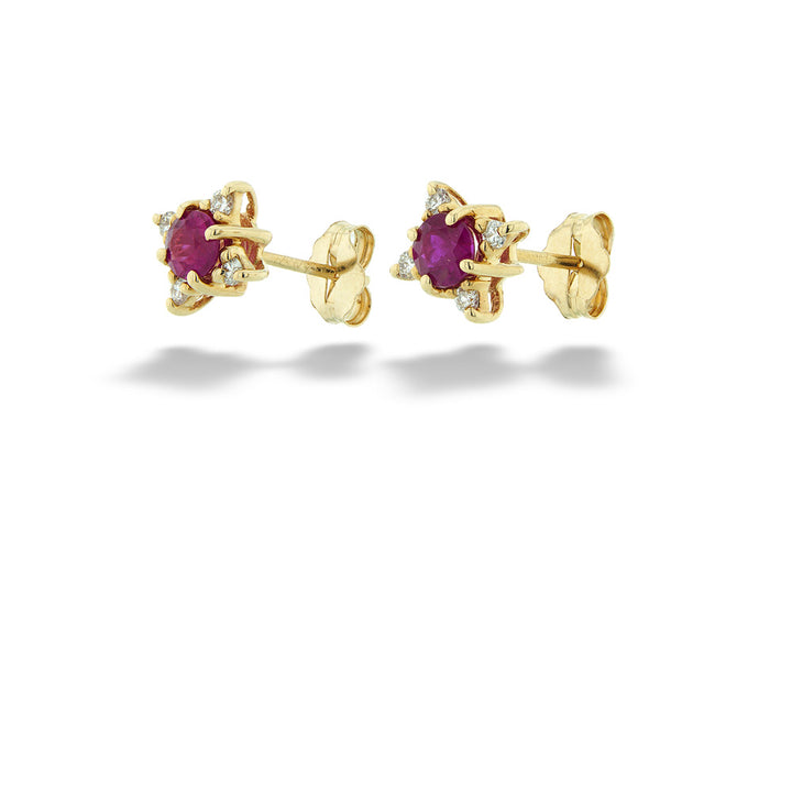 Ruby and Diamond Stud Earrings