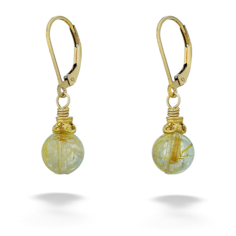 Sterling Silver & 18k Vermeil Rutilated Quartz Earrings by Anatoli