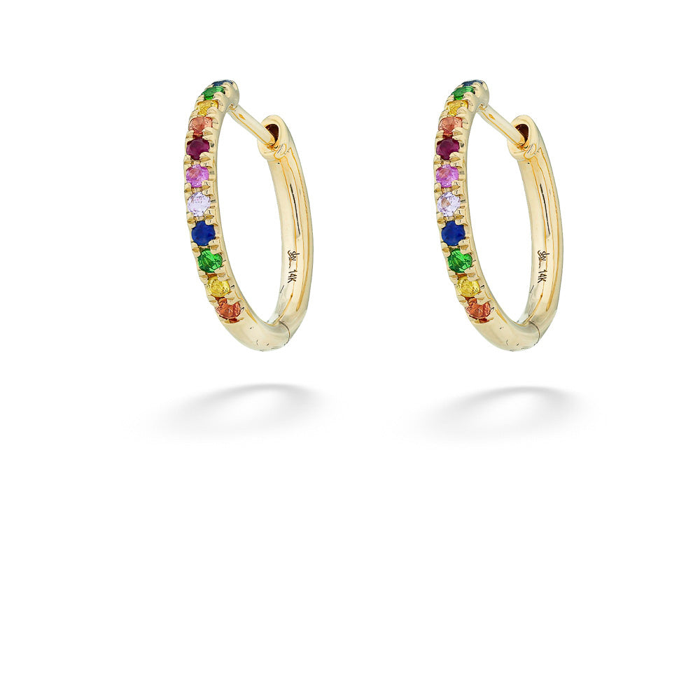 mulit-colored gemstone small hoop earrings by shy creation