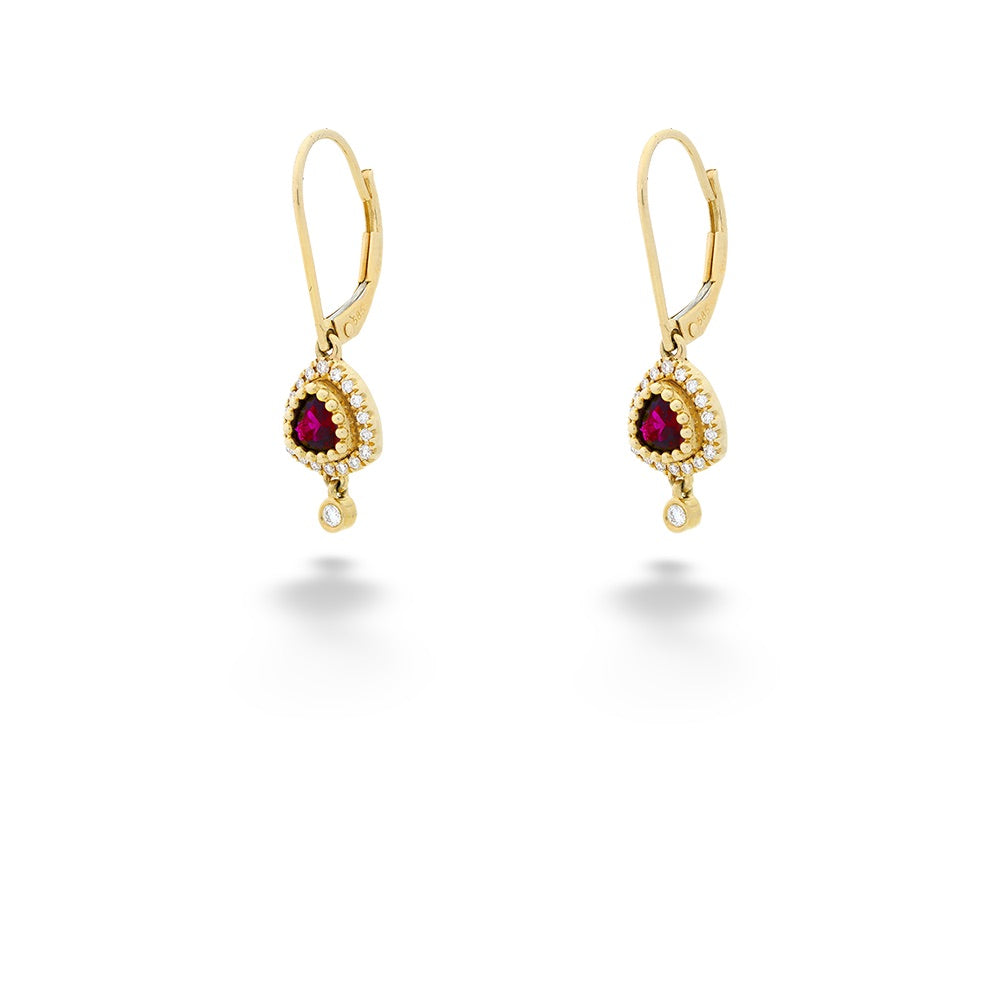 Ruby and Diamond Dangle Earrings