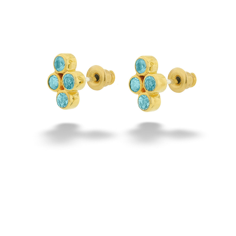 SS & 22kt Gold Vermeil Blue Topaz Cluster Earrings by Michou