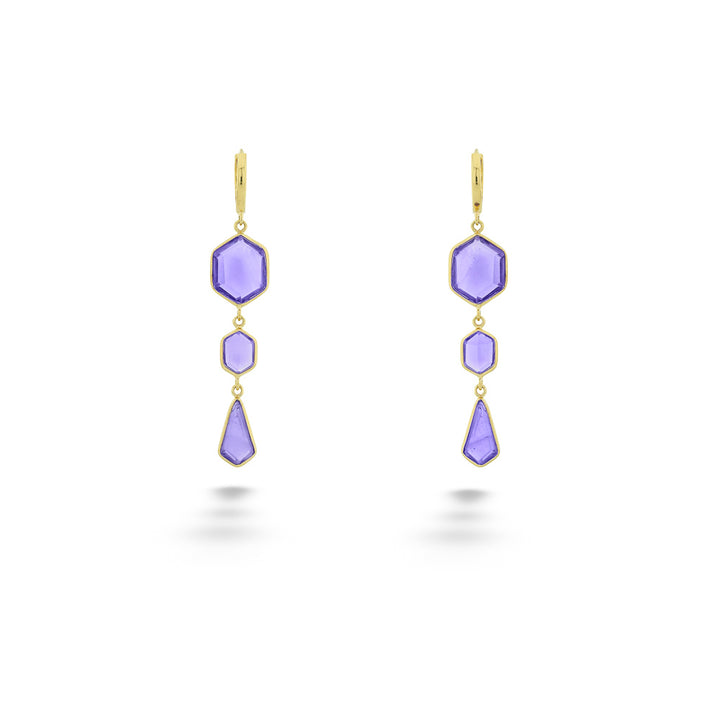 Silver and 18K Vermeil Amethyst Geo Earrings by Jorge Revilla Silver & 18kt Vermeil Amethyst Geo Earrings by Jorge Revilla