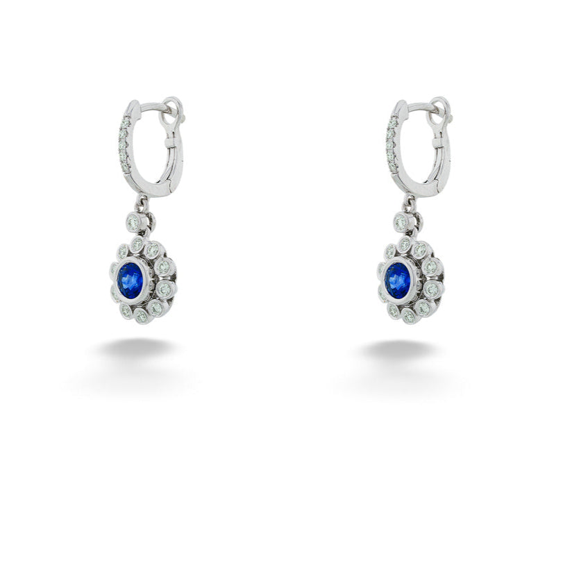14ky 0.94cttw Blue Sapphire & 0.33tdw Diamond Drop Earrings