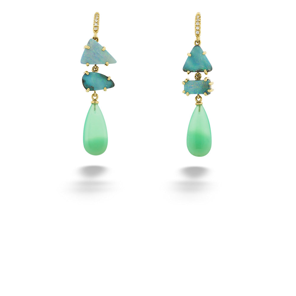 Boulder Opal and Chrysoprase Joyce Earrings by Lauren K