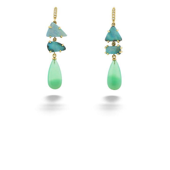 Boulder Opal and Chrysoprase Joyce Earrings by Lauren K