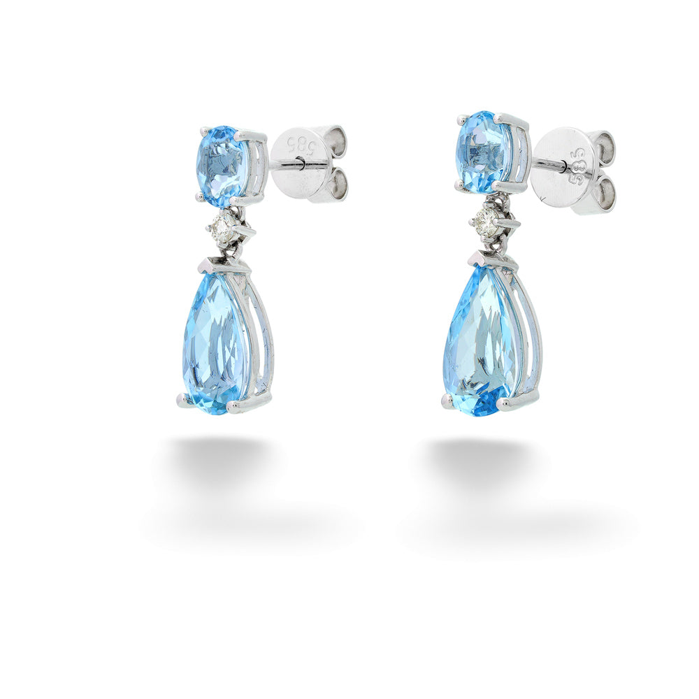 Aquamarine and Diamond Dangle Earrings