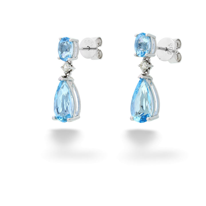 Aquamarine and Diamond Dangle Earrings