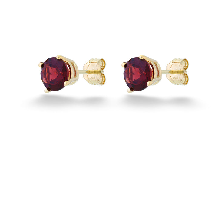 6mm Round Garnet Stud Earrings