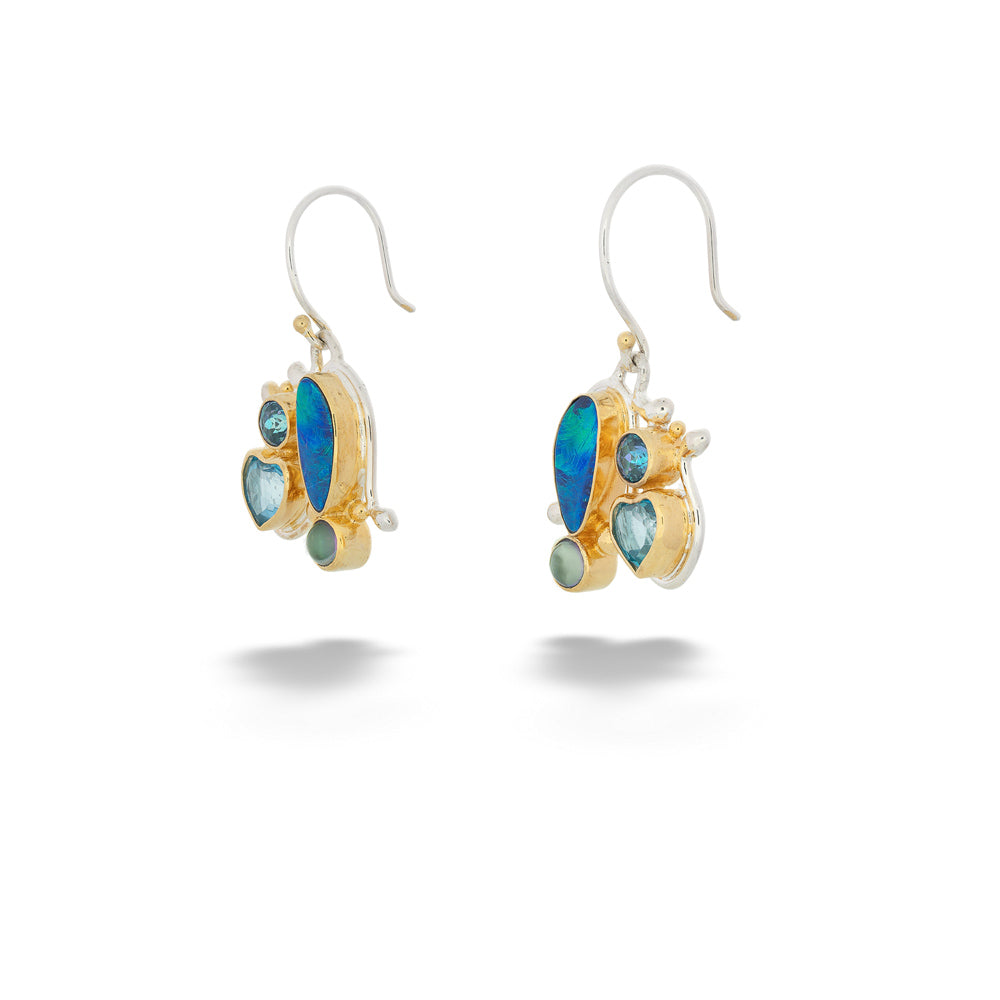 Topaz, Mystic Fire Quartz, and Opal Earrings by Michou
