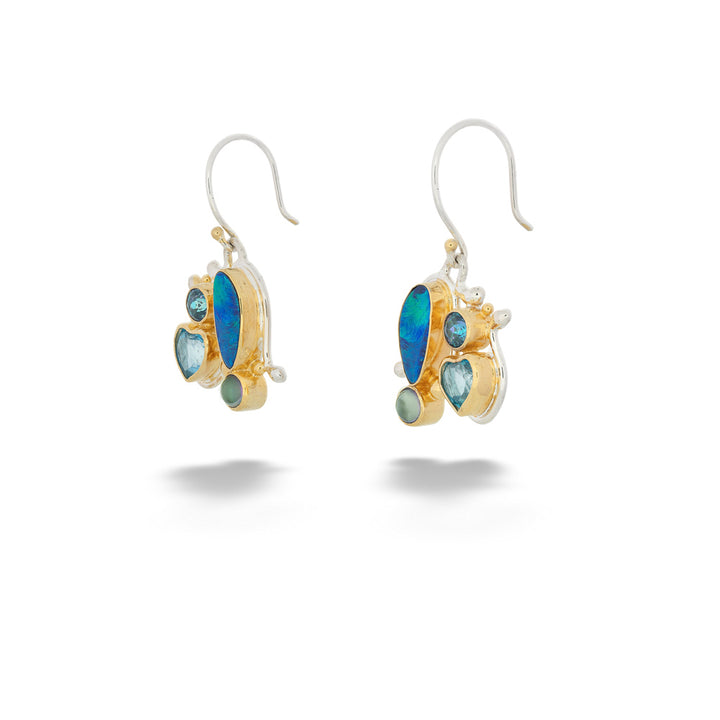 Topaz, Mystic Fire Quartz, and Opal Earrings by Michou