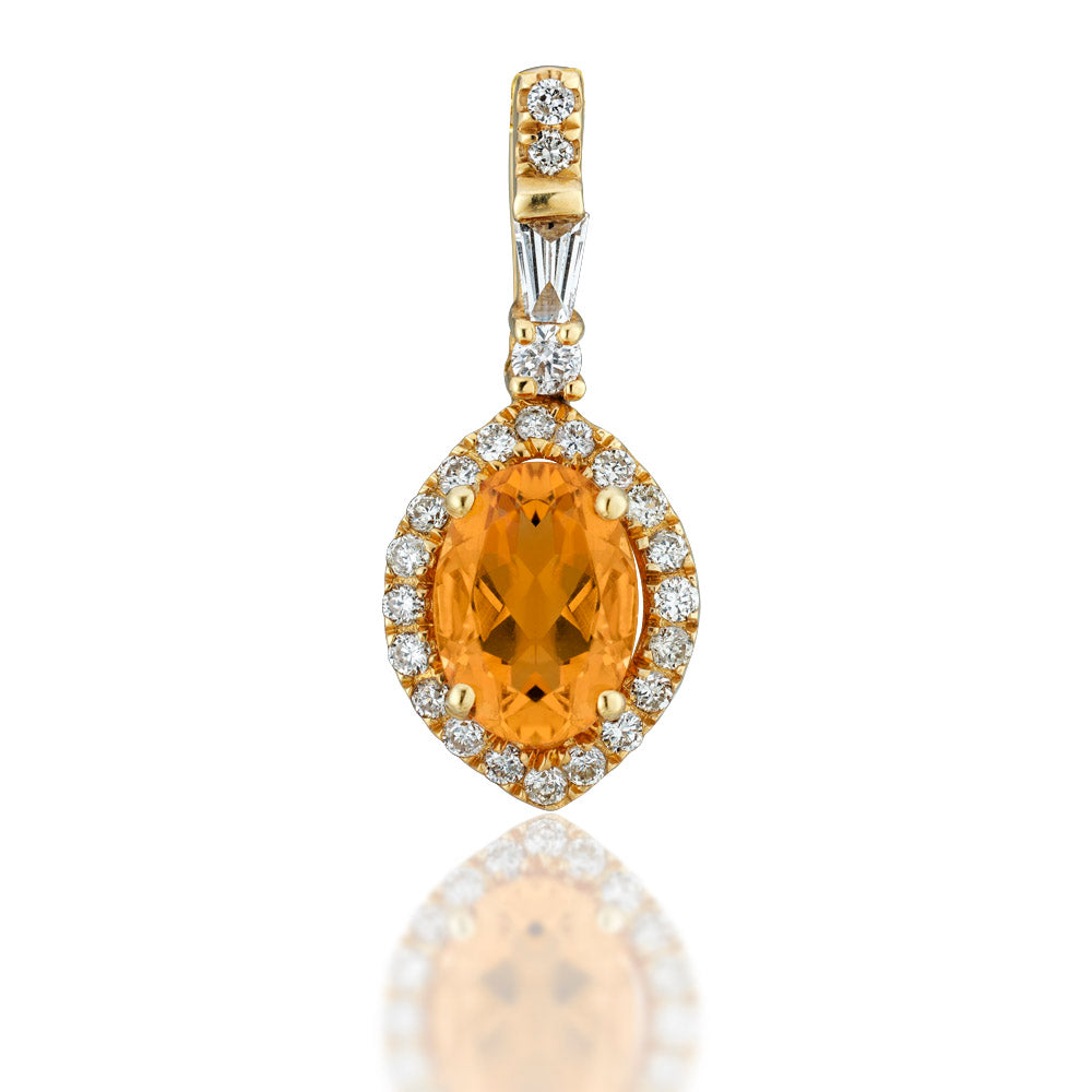 Citrine and Diamond Halo Pendant