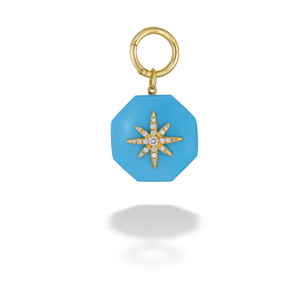 Turquoise & Diamond Star Pendant by Mazza