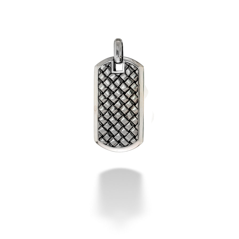 Sterling Silver & Black Spinel Reversible Dog Tag Pendant by Samuel B.