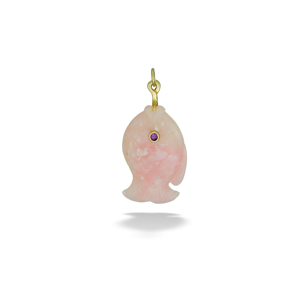 Large Pink Opal Fish Pendant by Mazza