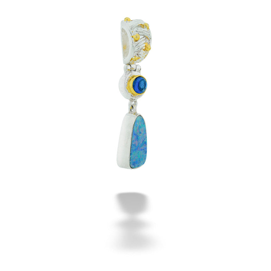 SS & 22kt Gold Vermeil Kyanite & Opal Pendant by Michou