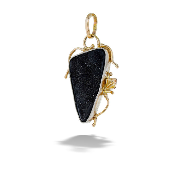 Stirling Silver Triangular pendant with black stone