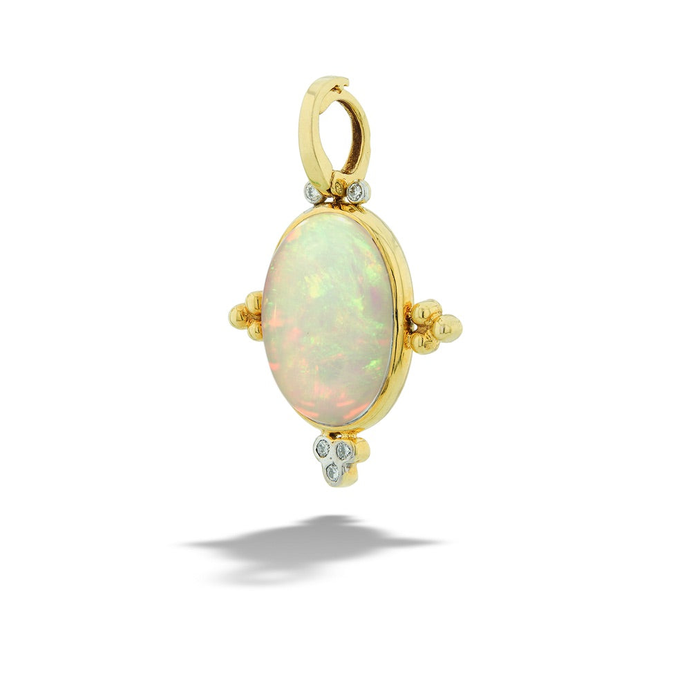 Gold pendant with an opal stone on a white background Opal and Diamond Pendant by Mazza