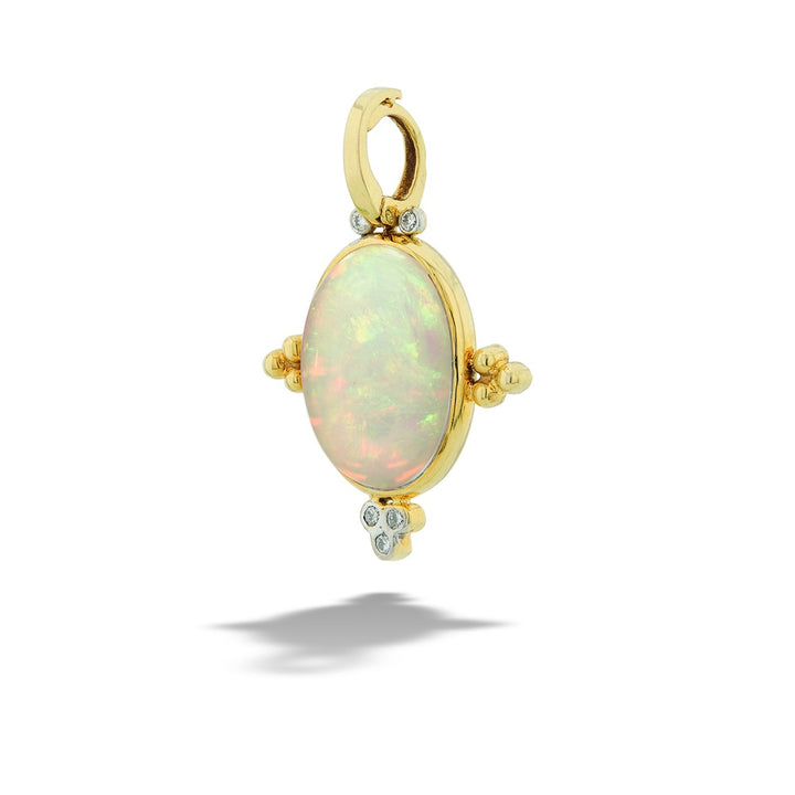 Gold pendant with an opal stone on a white background Opal and Diamond Pendant by Mazza