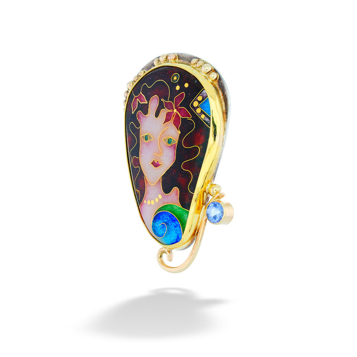 Colorful pendant with artistic design on a white background One of a Kind Beauty Pendant by Katrin Wolf 