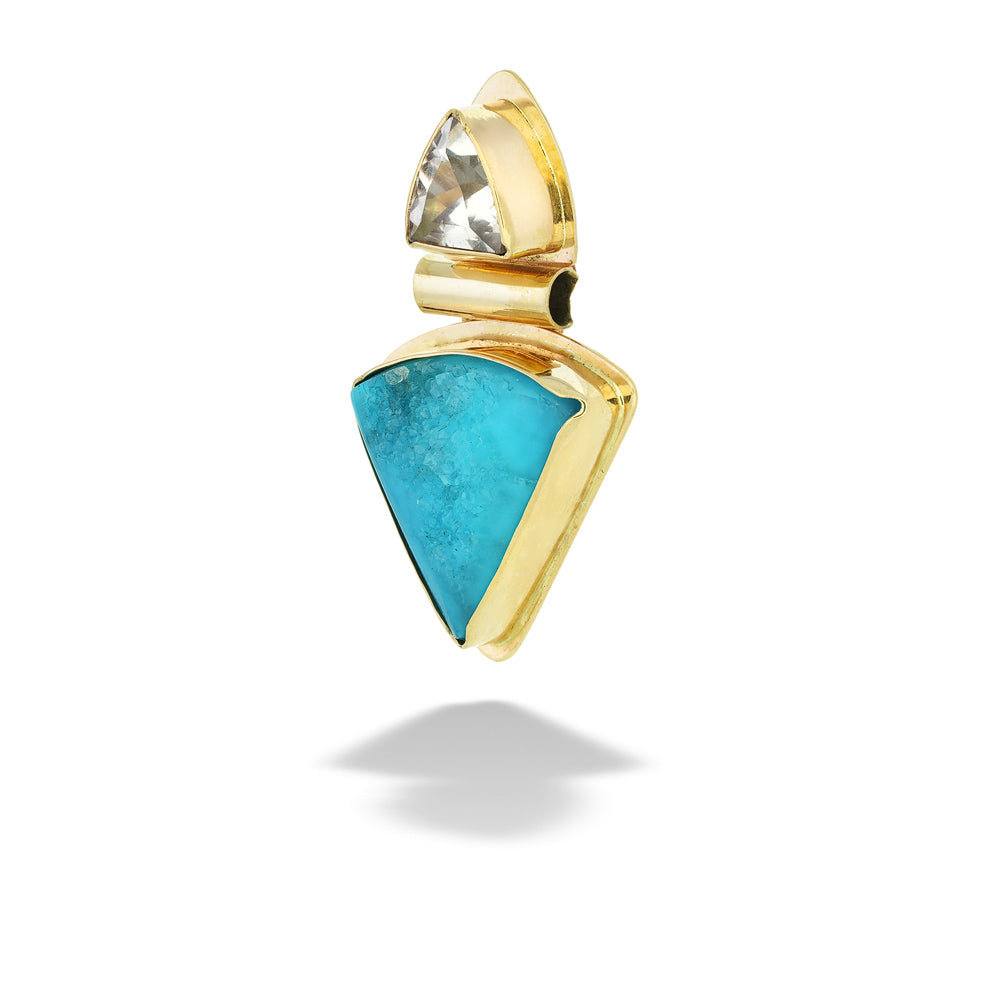 One of a Kind White Quartz and Drusy Pendant by Katrin Wolf angled