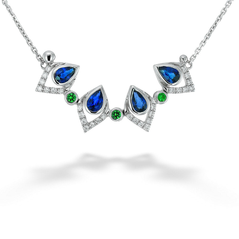 Sapphire, Diamond & Green Garnet Multi-Way Necklace