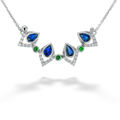 Sapphire, Diamond & Green Garnet Multi-Way Necklace