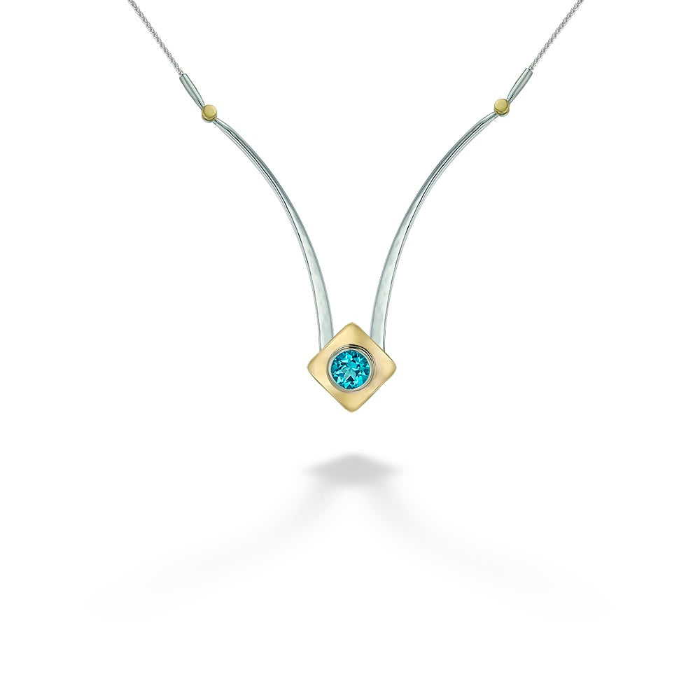 Blue Topaz Riveting Necklace by E.L. Deisgns