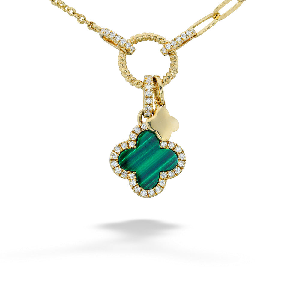 Diamond & Malachite Clover Necklace by Shy Creation
