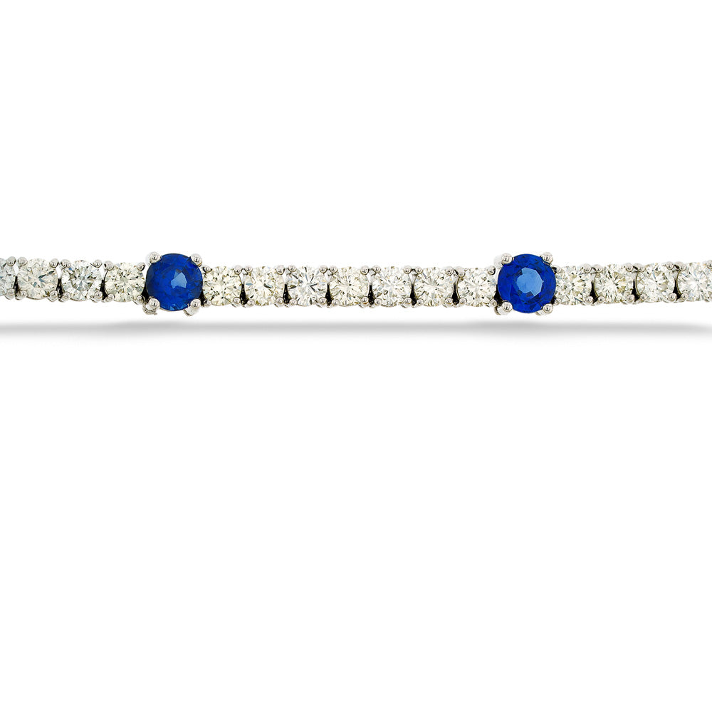 Diamond and round sapphire necklace