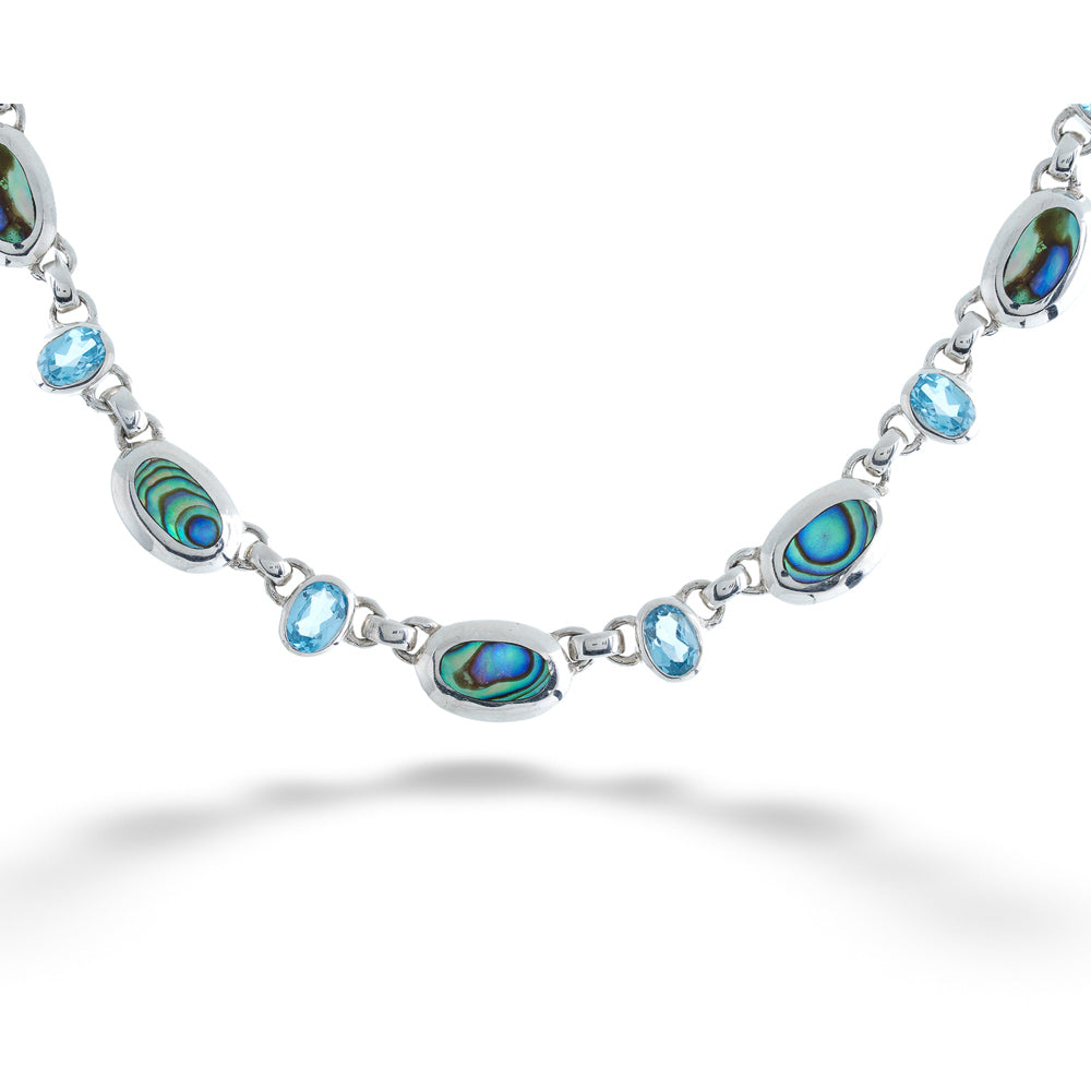 Abalone and Blue Topaz Necklace by Acleoni 