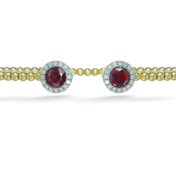 Yellow Gold, Garnet & Diamond Bangle by Gabriel & Co.