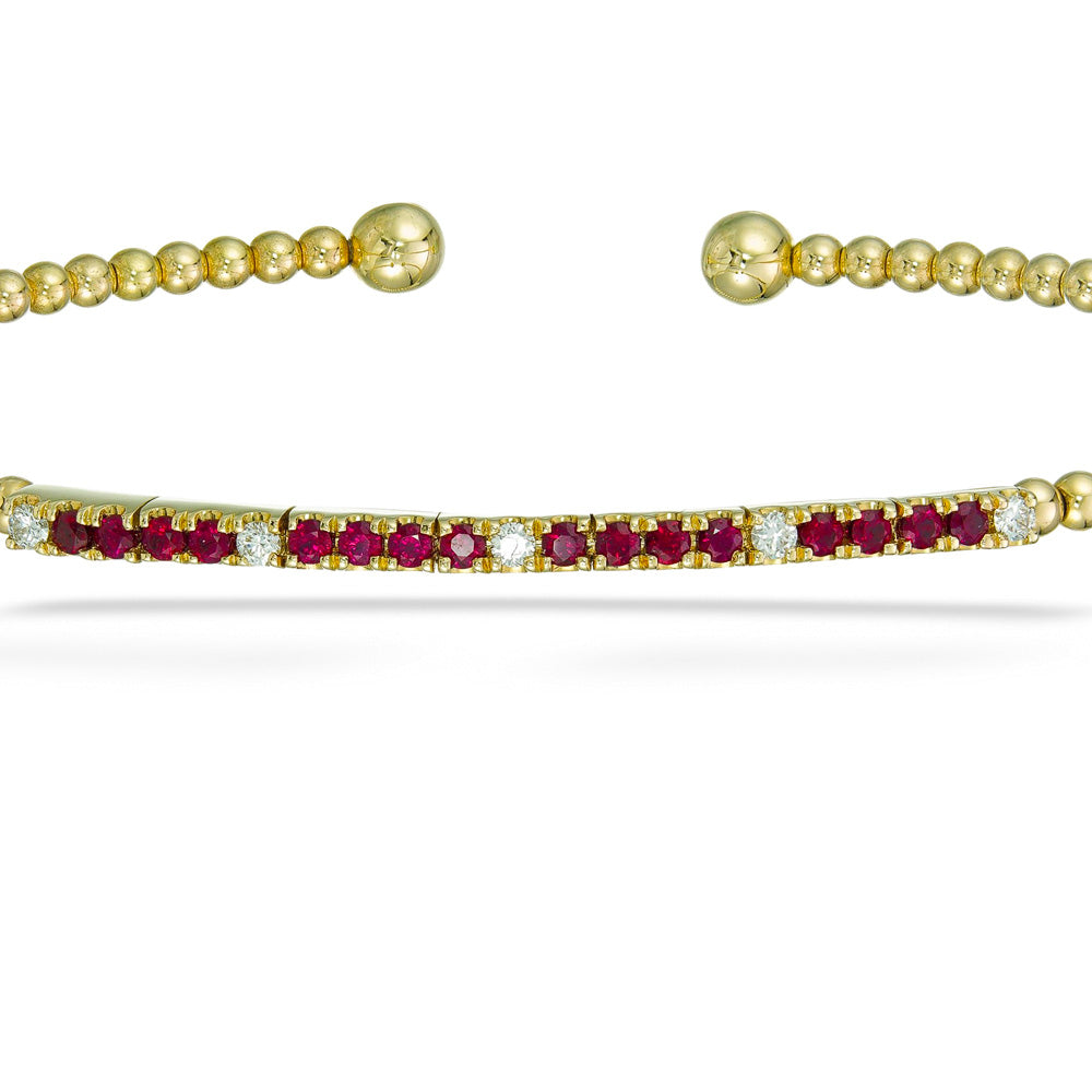 Yellow Gold, Rubies & Diamonds Bujukan Cuff Bracelet by Gabriel & Co.