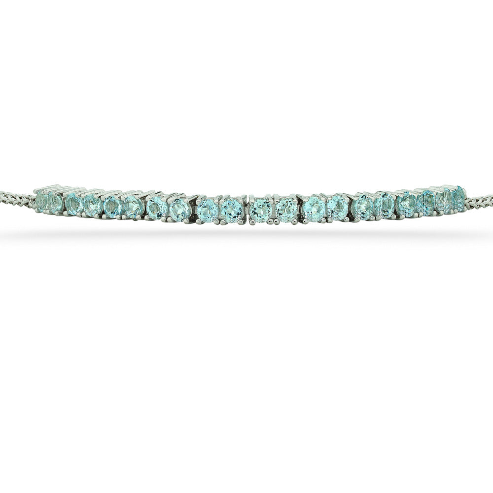 SS Aquamarine 2mm Adjustable Bar Bracelet by Samuel B.