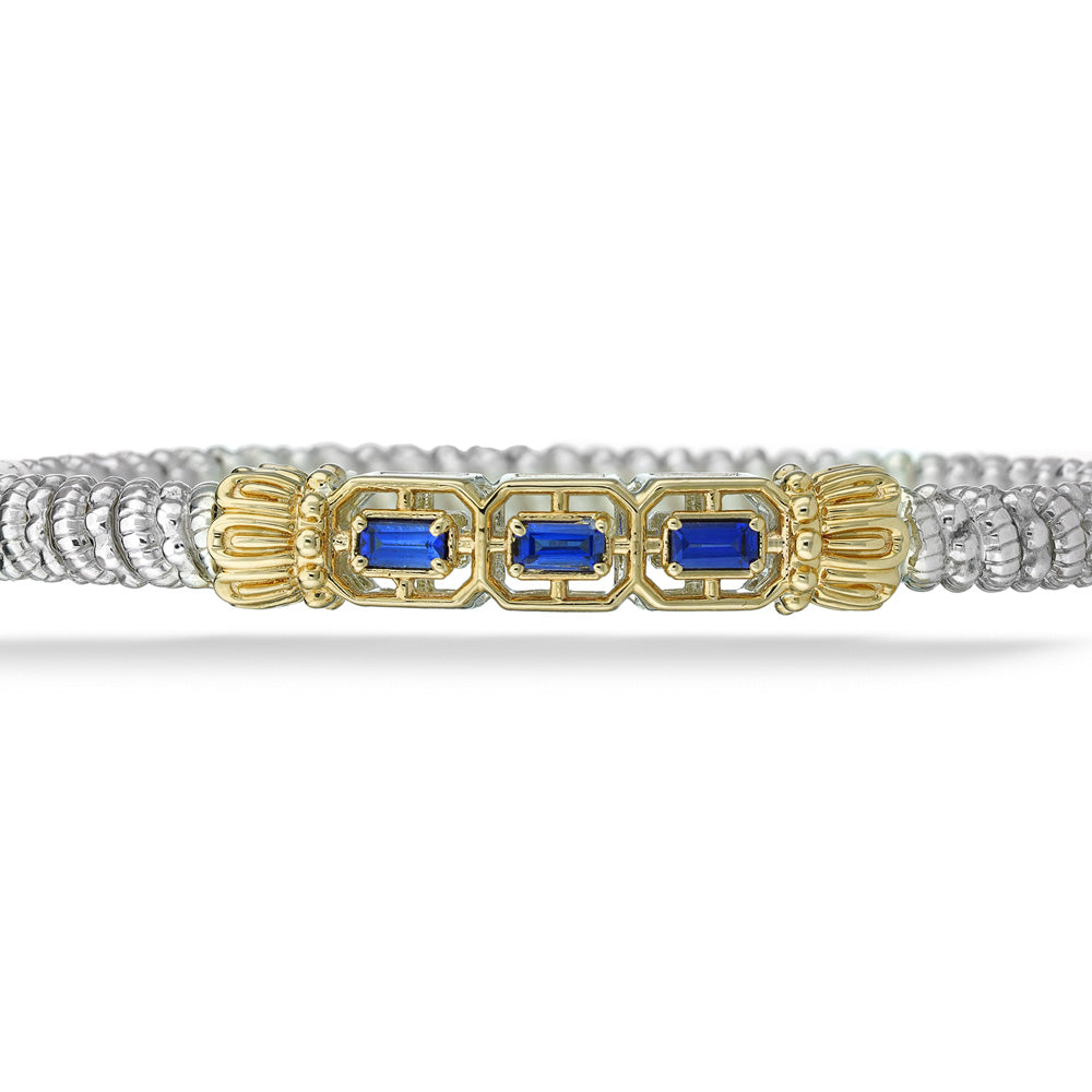 Two-Tone & Blue Sapphire Bangle Bracelet by Vahan