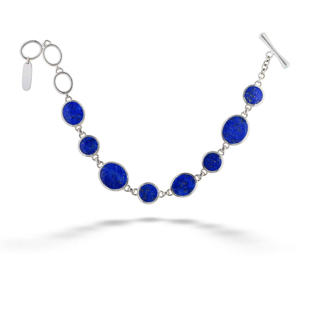 Turquoise and Lapis Link Bracelet by Acleoni