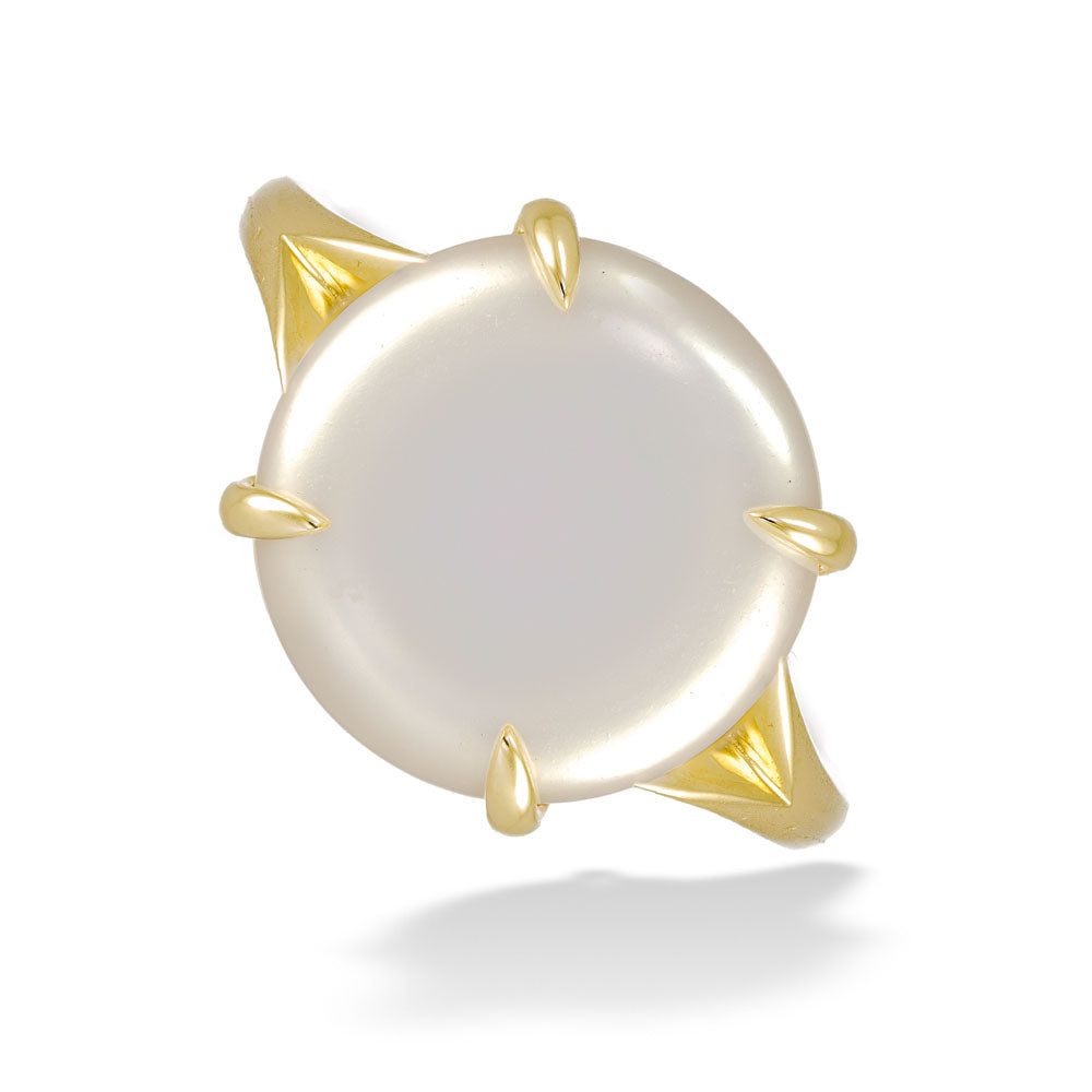 14K Yellow Gold Freshwater Pearl Coin Ring