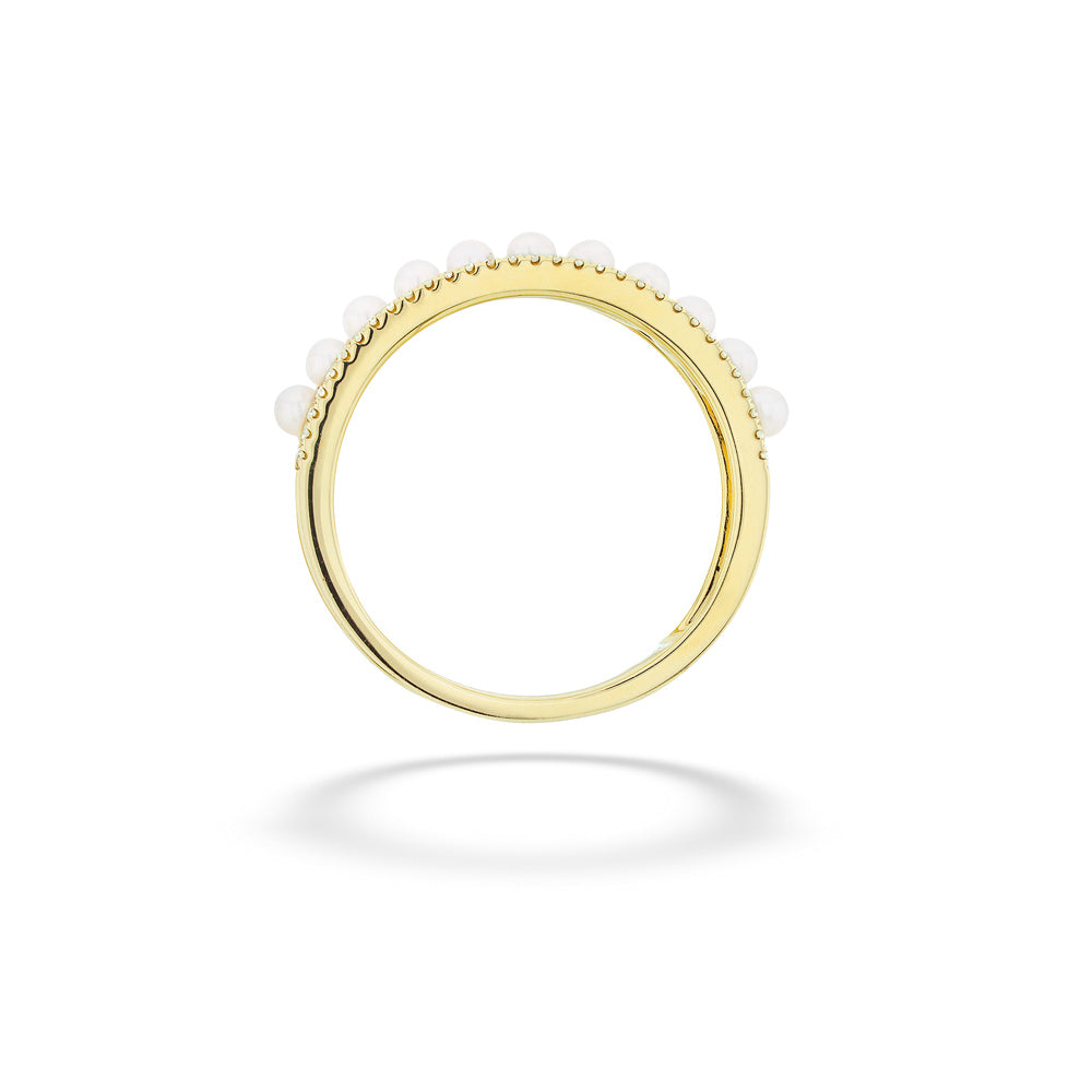 14K Gold Pearls and Diamond Ring by Shy Creation