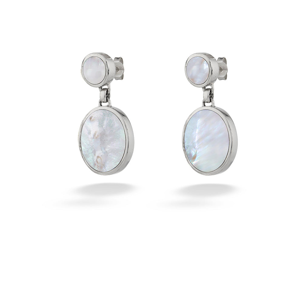 Double Sided White Shell Drop Earrings by Acleoni