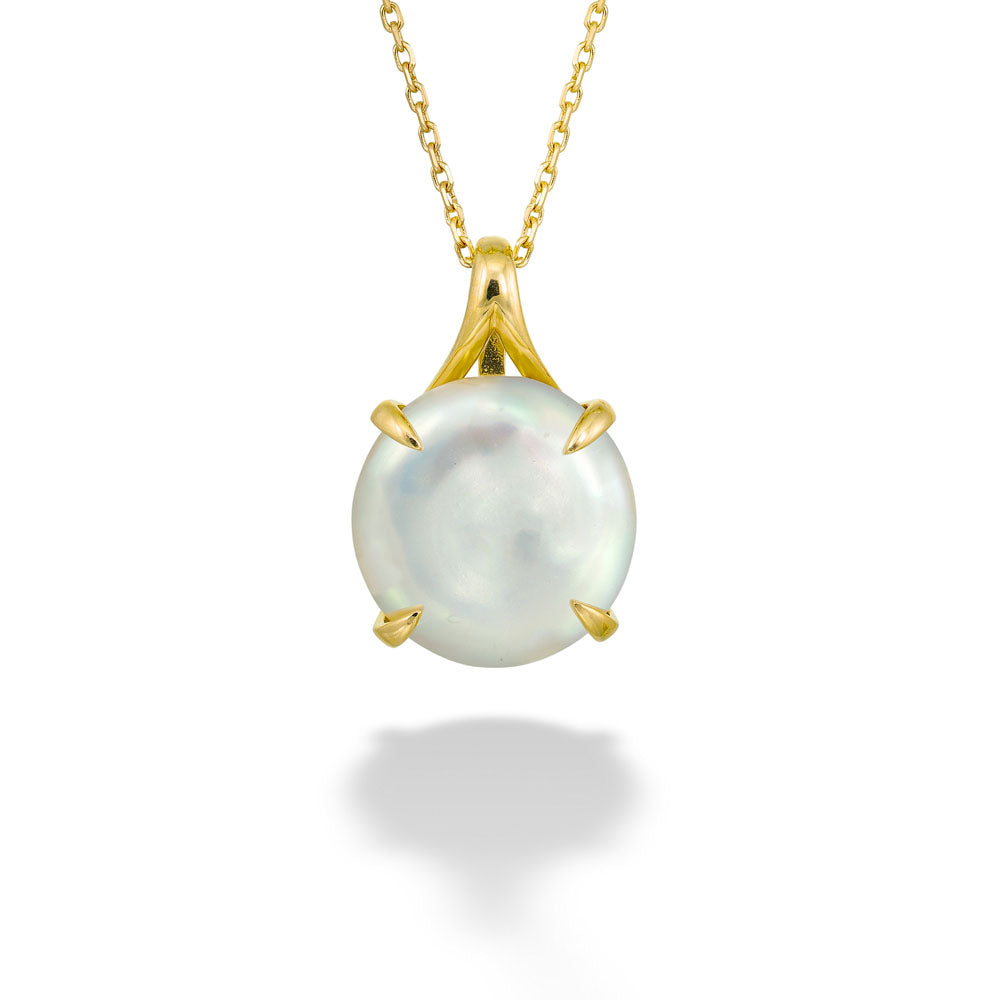 Freshwater Pearl Coin Pendant & Chain