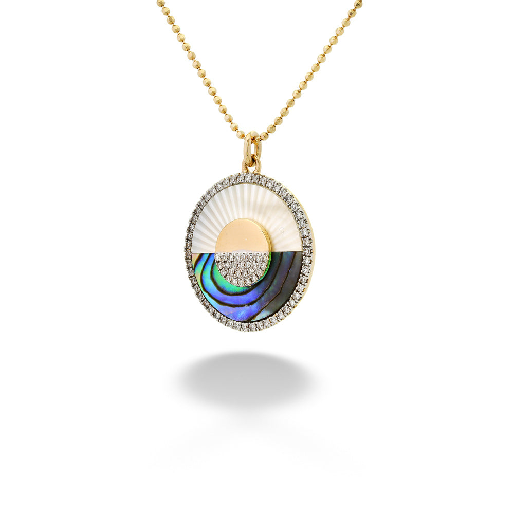 Necklace with a multicolored pendant on a white background Sunrise Pendant Necklace by Shy Creation