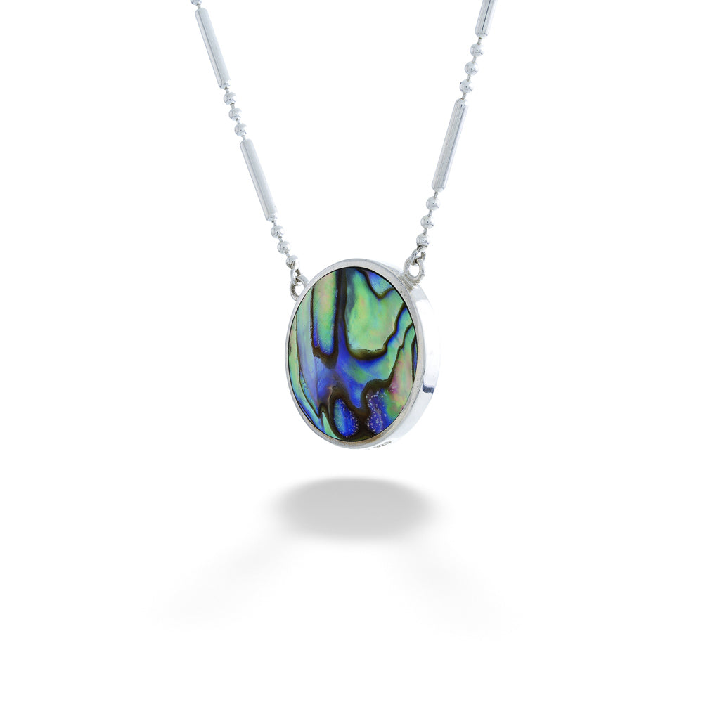 Necklace with an abalone shell pendant on a white background Abalone Pendant Necklace by Acleoni