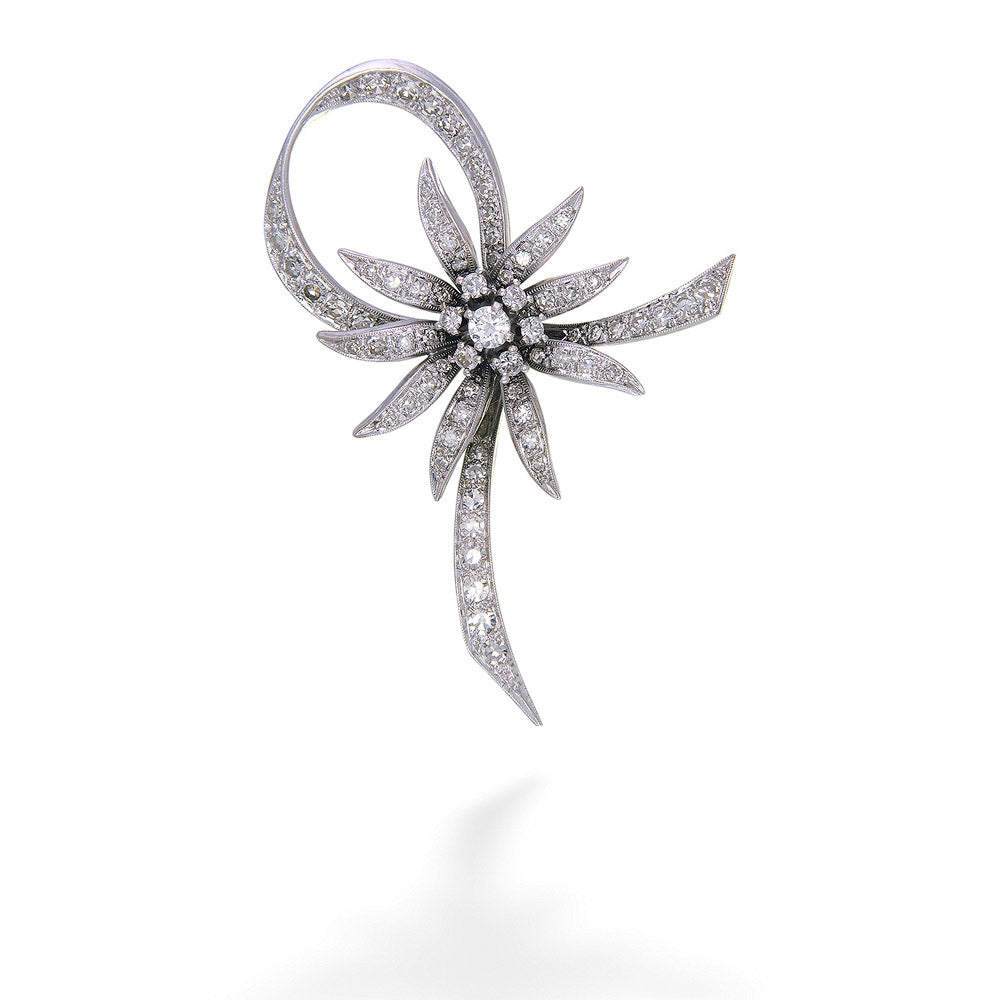 Diamond Floral Cluster Center Brooch The Gem Collection