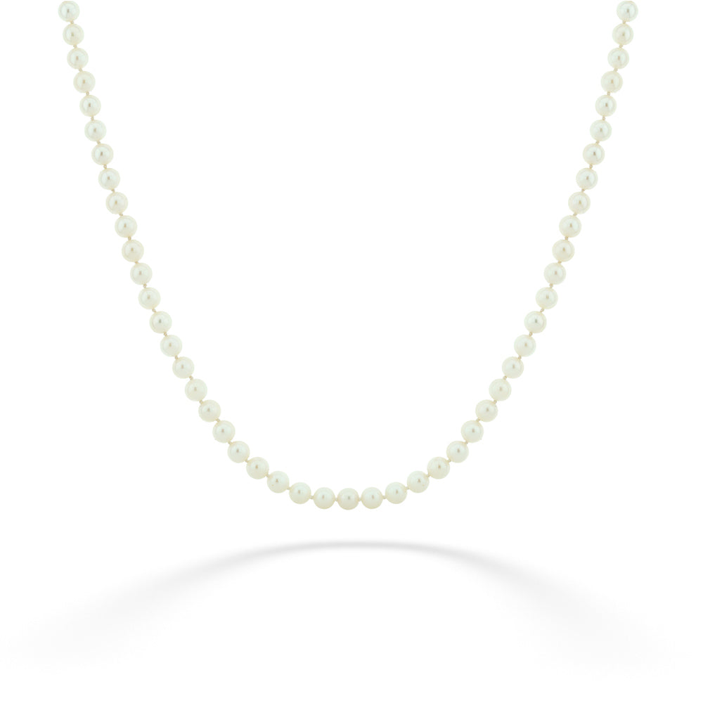 6–6.5 Millimeter Cultured Pearl Strand with 14 Karat Yellow Gold Clasp