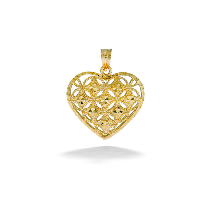 Filigree Heart Pendant with Diamond Cut Accents